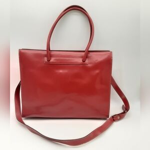 Lodis Red Leather Laptop Briefcase Tote Organizer Shoulder Bag